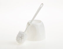 Plastic Toilet Brush & Open Holder Set White