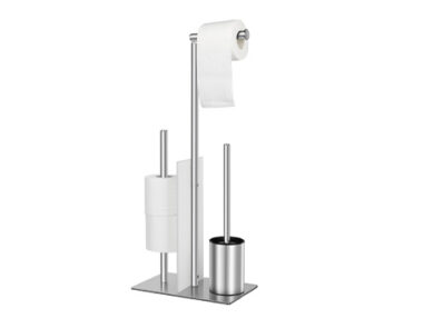 Free Standing Toilet Roll Holder & Toilet Brush Set S/Steel