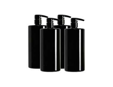 1000ML Pump Bottle Plastic Black Pack of 4