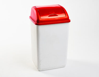 Plastic Swing Bin 50L White Base & Red Lid